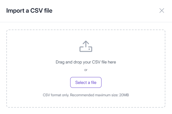 Elevia UI: import prospects from a CSV file