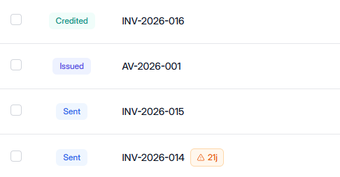 Elevia UI: invoice payment statuses