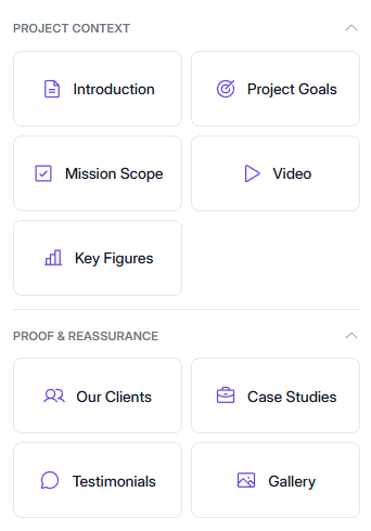 Elevia UI: content suggestions in the proposal editor